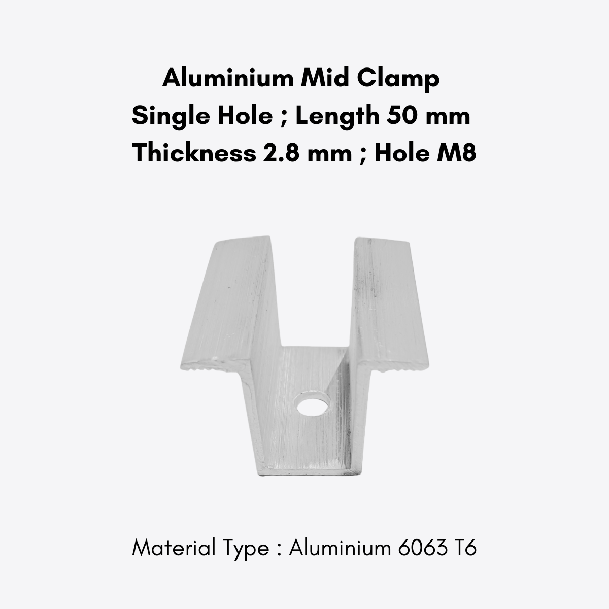 Aluminium Mid Clamp ( 2.8 mm Thickness )