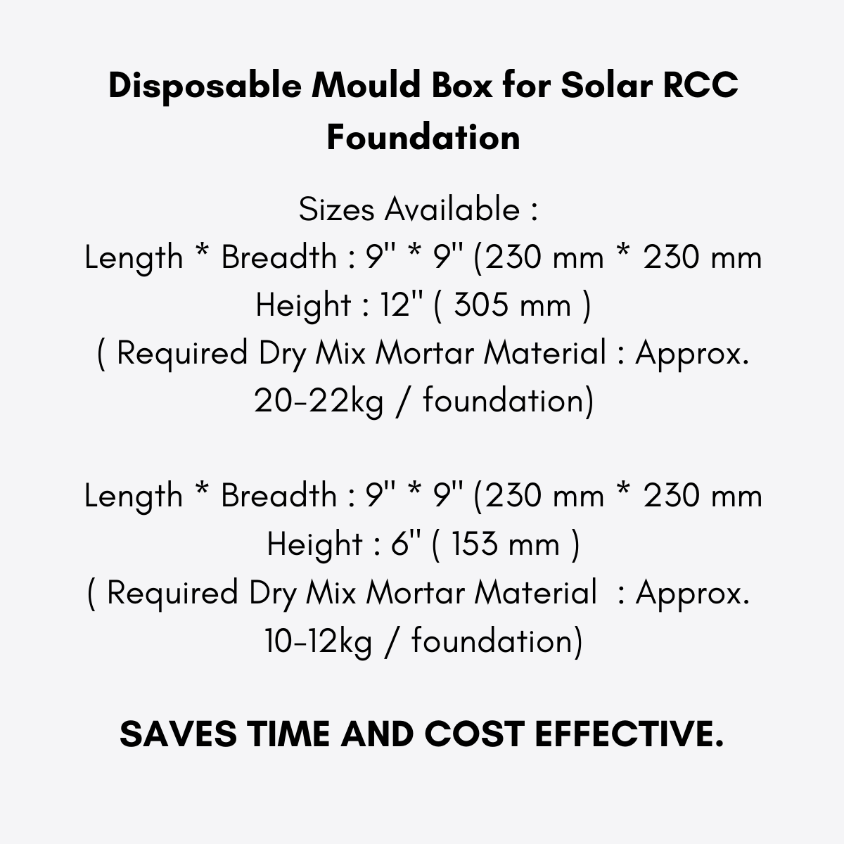 Solar RCC Foundation Disposable Mould